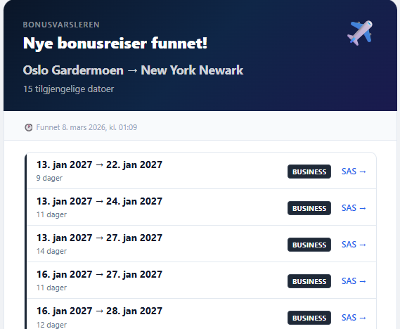 Email notifications: tracking and alerts when award tickets become available